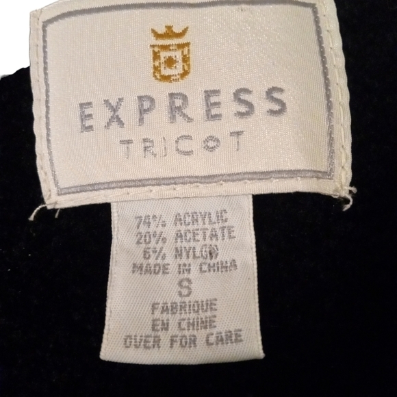 VTG Velvety Express Tricot Cardigan Mix Fabric Knot Latch & Hoop Front Regal  S - Picture 5 of 9